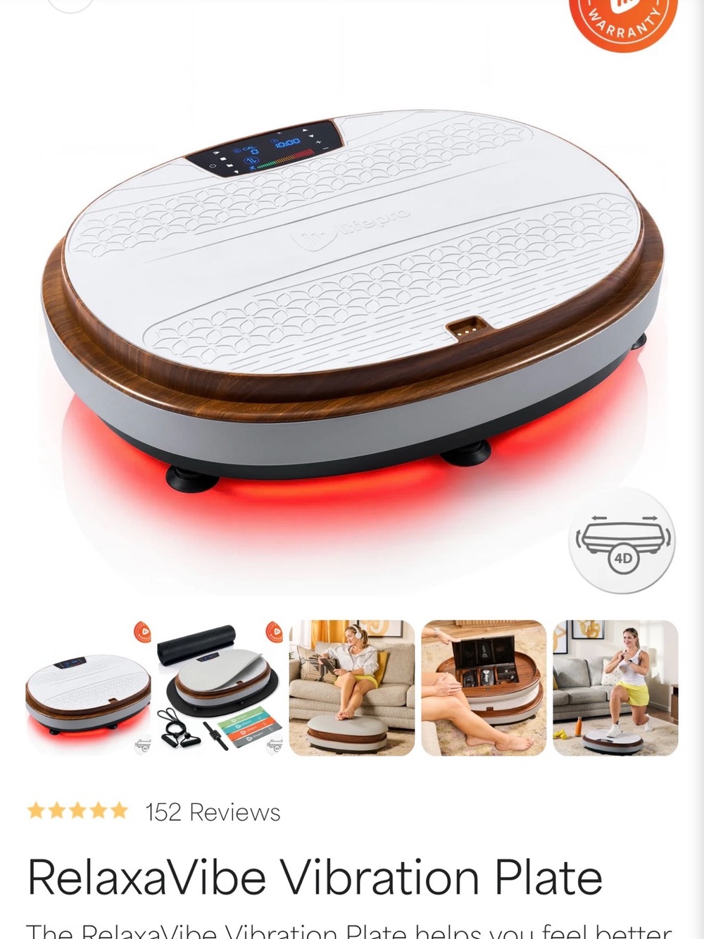 RelaxaVibe White and Wood Vibration Plate